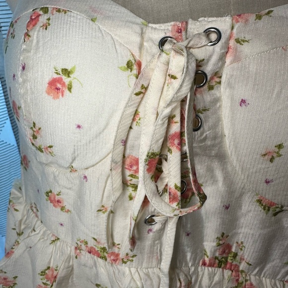 Blu Pepper Cream Floral Tiered Mini Dress - Picture 5 of 8